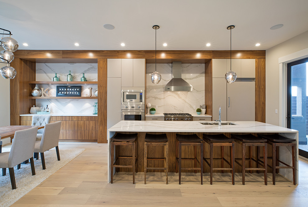 Manhattan Country Walnut Taupe Contemporary Kitchen