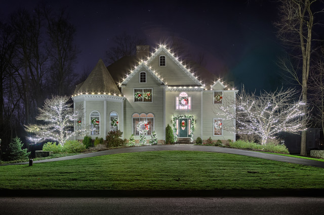 christmas holiday light yard display