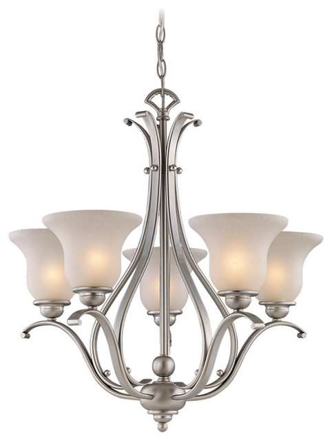 Monrovia 5 Light Chandelier Traditional Chandeliers By Vaxcel Monrovia 5 Light Chandelier Brushed Nickel Frosted Seeded