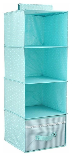 Hanging Wardrobe Storage Shelves Fabric With 1 Drawer Simple