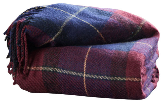Lavish Home Cashmere-Like Blanket Throw - Blue/Red Plaid