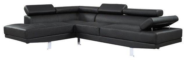 Connor Sectional Sofa, Black PU