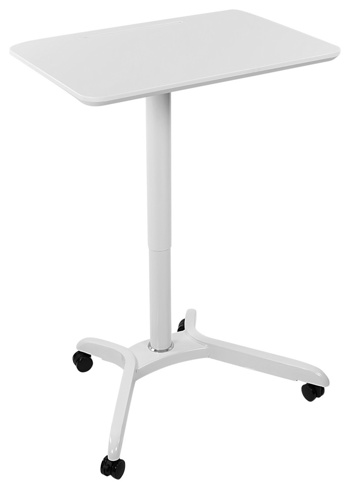 White Adjustable Height Bedside Rolling Desk Laptop Table Mobile Stand Home US