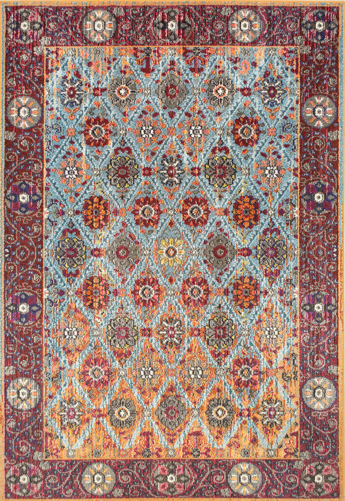 Traditional Vintage Bohemian Trellis Galore Rug, Multi, 7'10"x11'