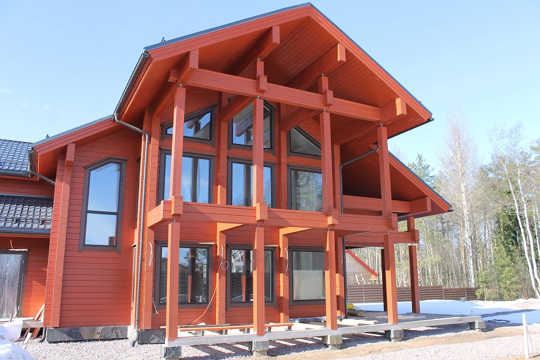 Отделка дома и бани из клееного бруса