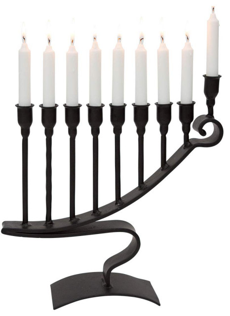 Black MD25005-B Menorahs for Chanukah Marie D/écor Blacksmith Handmade Iron 9 Branch Hanukkah Menorah Candle Holder