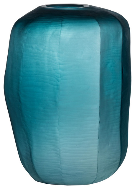 Blue Glass Vase, 12x12x16.5"