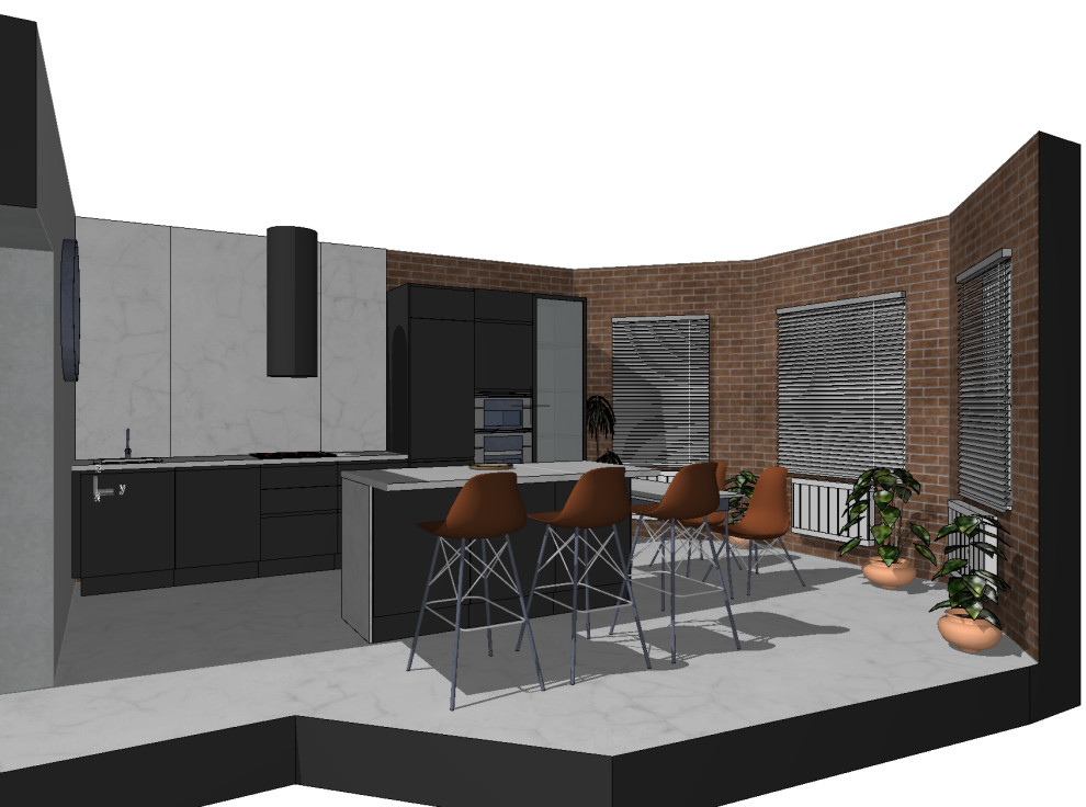 Кухня-гостиная в индустриальном стиле