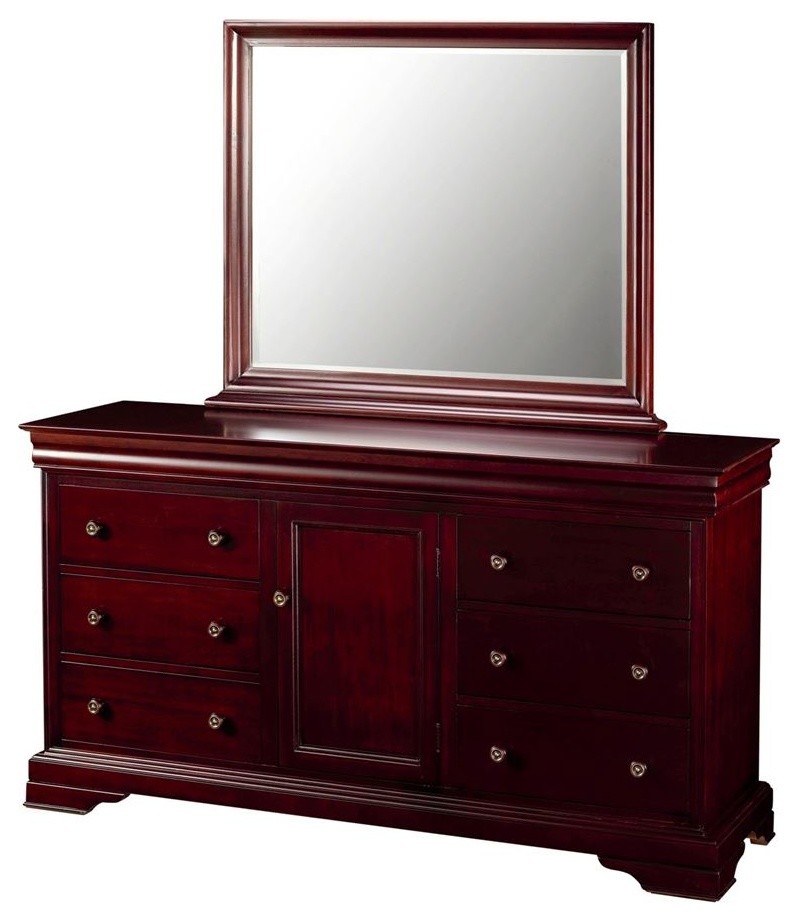 Valdivia Louie Phillipe 6 Drawer Dresser Mirror Cherry 6 Drawer Dresser Mirror