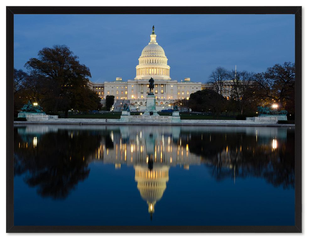 Capital Washington DC Landscape Photo Canvas Print with Picture Frame, 28"x37"