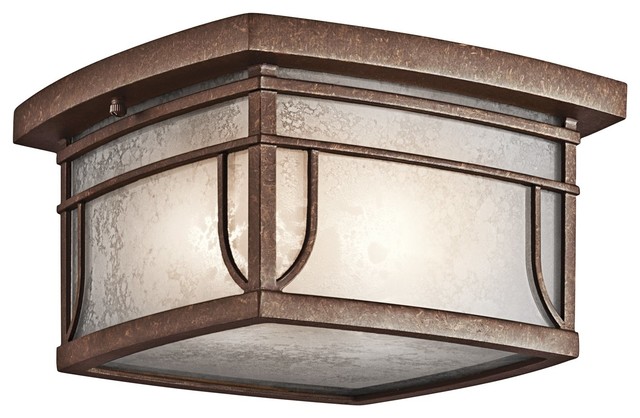 KICHLER Riverbank Arts and Crafts/Mission Outdoor Flush Mount Ceiling Light X-ZG