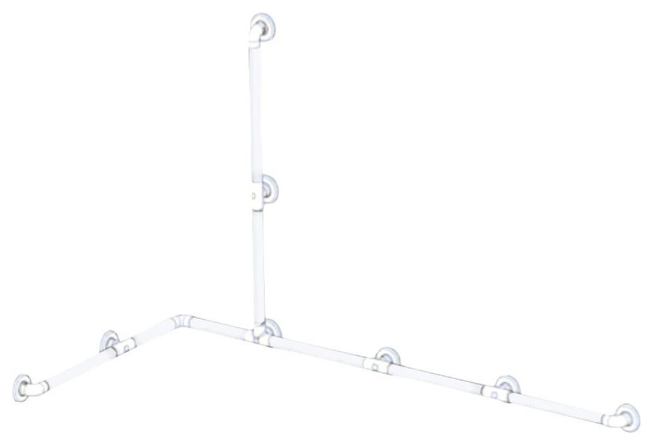 CuttoLength Corner Shower Grab Bar Kit, White Grab Bars by