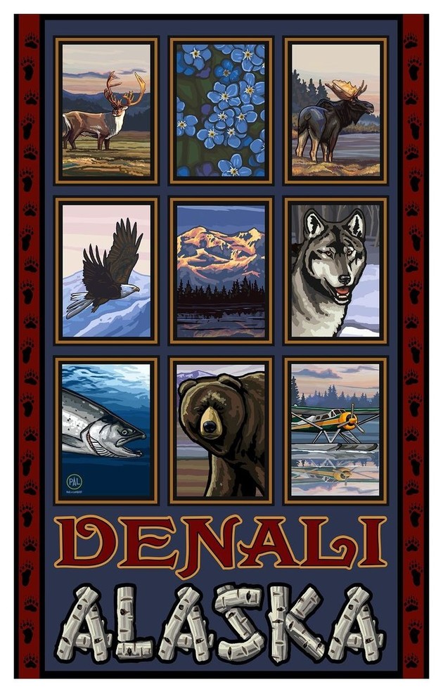 Paul A. Lanquist Denali Alaska Collage Art Print, 12"x18"