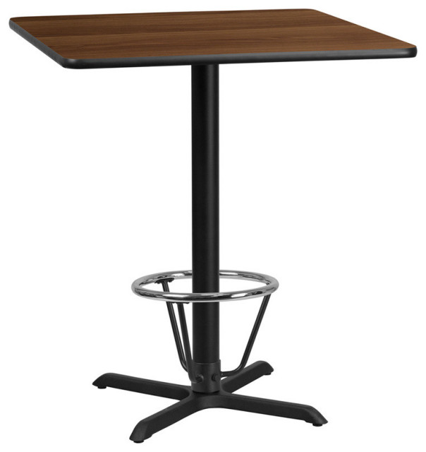 Flash Furniture Bar Stool Table In Walnut Finish XUWALTB3636T3030B