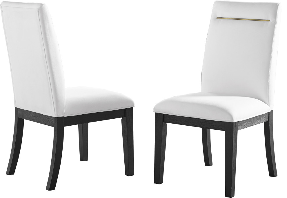 Yves Dining Chair (Set of 2) - White, Rubbed Charcoal