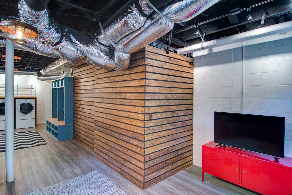 Decatur Basement Industrial Basement Atlanta by Sarah Lou Design