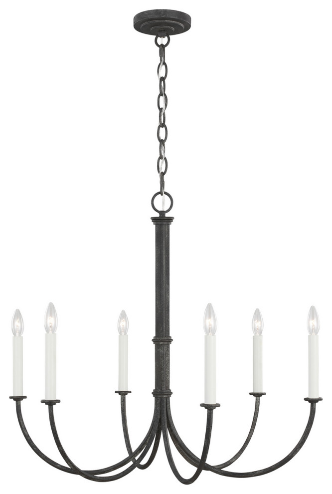 Champlain Six Light Chandelier, Iron Oxide Transitional Chandeliers