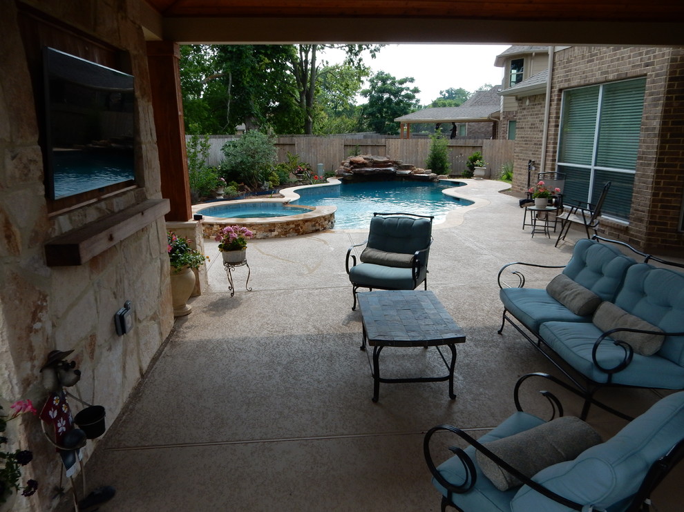 Inspiration for a rustic pool remodel in Houston