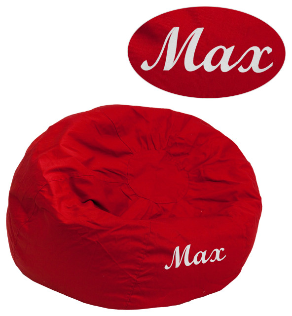 Personalized Small Solid Red Bean Bag Chair for Kids and Teens
