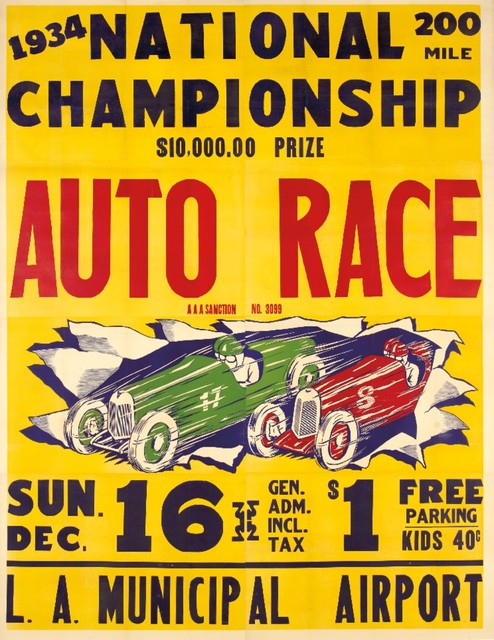 1950s Automotive Poster 20x30 Charlotte Auto Races Vintage Style Poster