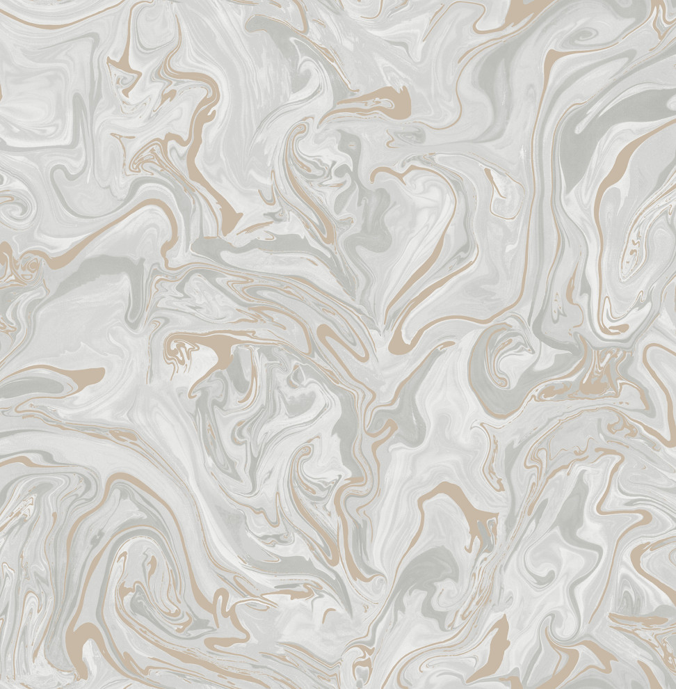 Suave Light Grey Marble Wallpaper, Swatch Contemporary Wallpaper