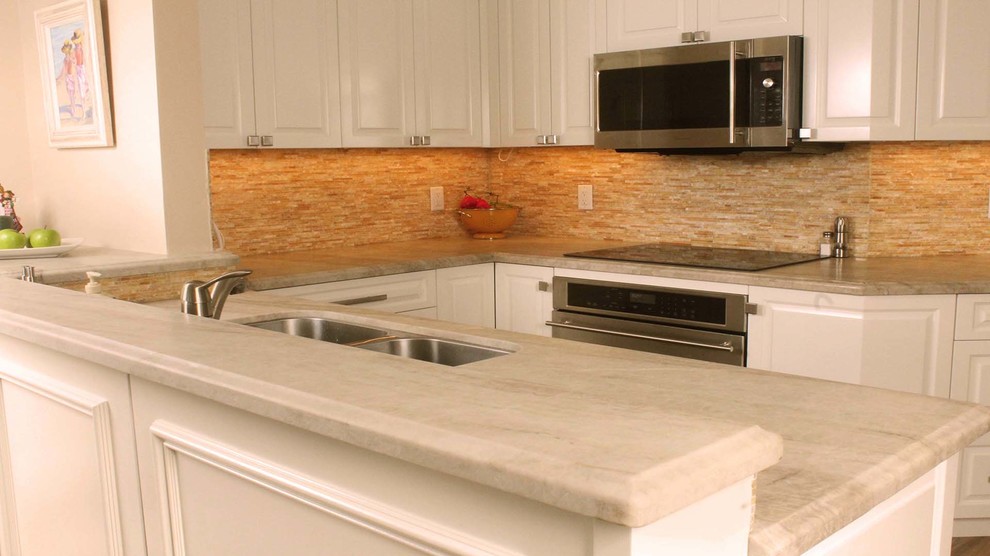 Taj Mahal Premium Quartzite Kitchen Countertop Kitchen Miami by