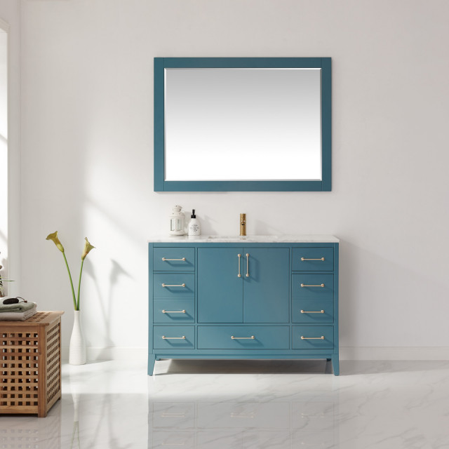 Sutton 48" Single Bathroom Vanity Set in Royal Green and Carrara White