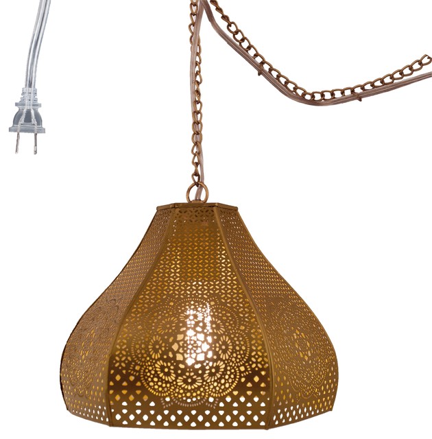 10 Moroccan 1 Light Pierced Metal Pendant