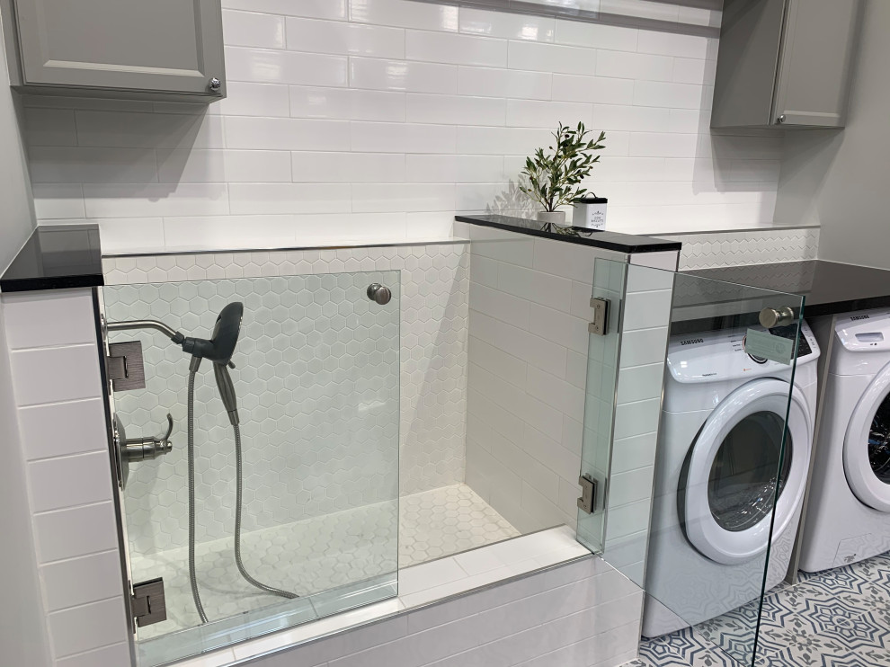 CUSTOM SHOWER DOORS TO FIT THE SMALL PET SHOWER Transitional