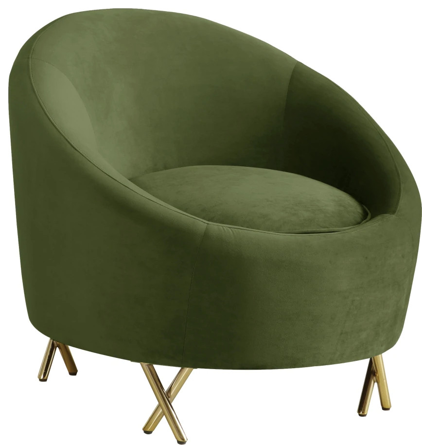 Luxury Seating and Decor Kevine Velvet Chair Olive Contemporary