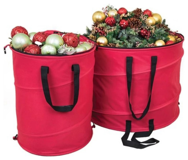30" Red and Black Extra Large PopUp Christmas Decorations Storage Bag Christmas Decorations