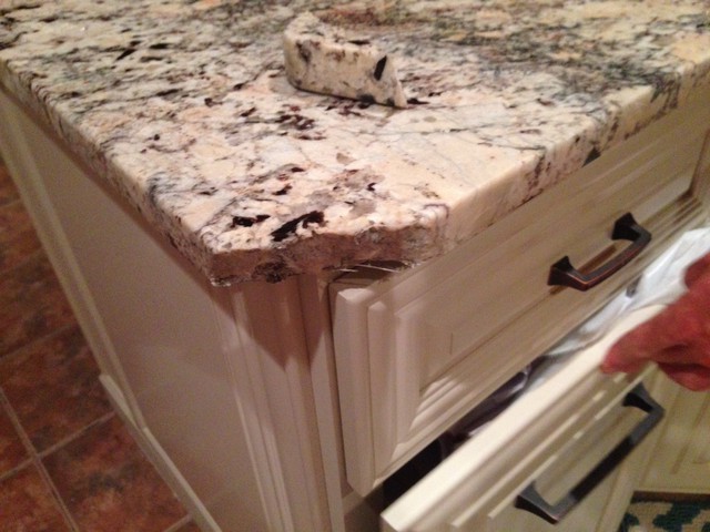 How to repair a damaged granite counter corner edge w/ HIMG® Surface Repair  