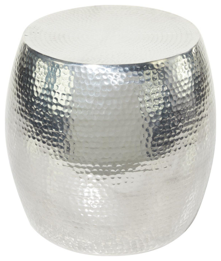 Zimlay Contemporary Silver Aluminum DrumShaped Accent Table 16178