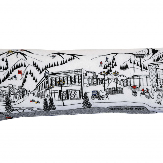 35" White Aspen Daylight Skyline Lumbar Decorative Pillow