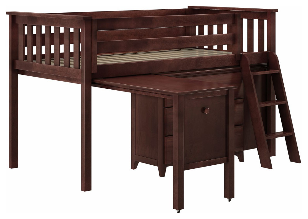 Plank+ Beam Twin Low Loft Bed+ Two 3 Drawer Dressers + Desk Transitional Loft Beds by