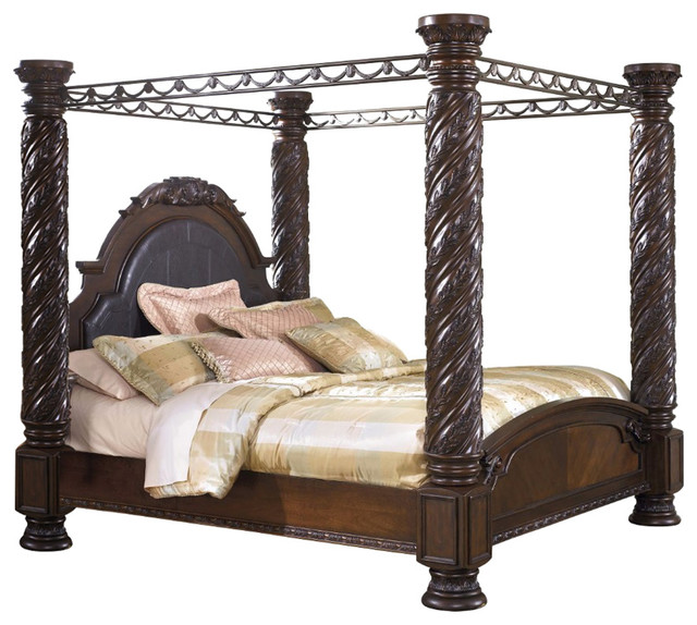 North Shore King Canopy Bed In Dark Wood