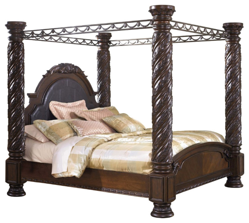 North Shore King Canopy Bed in Dark Wood Traditional Canopy Beds