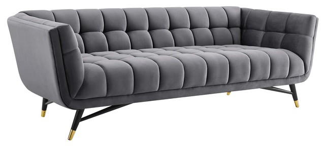 Modern Contemporary Urban Living Sofa, Velvet Gray