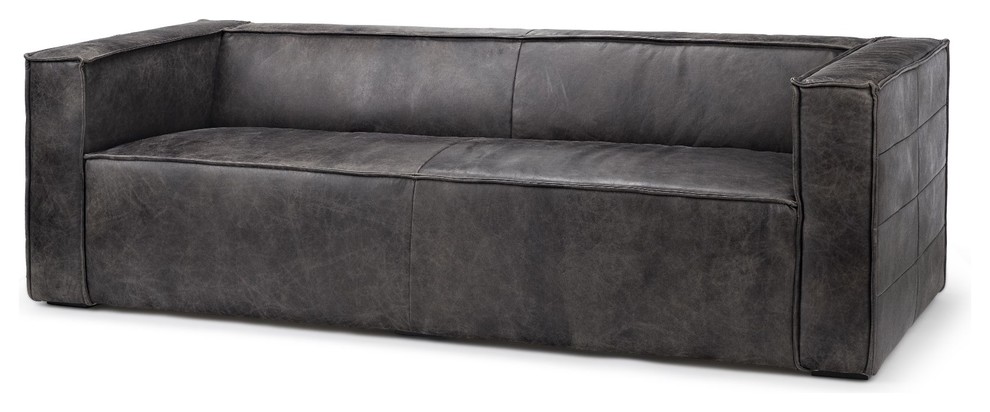 Jovanni Tuxedo Style Leather Wrapped Sofa