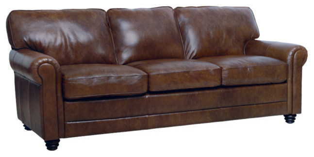 Italian Leather Sofa, Havana Brown