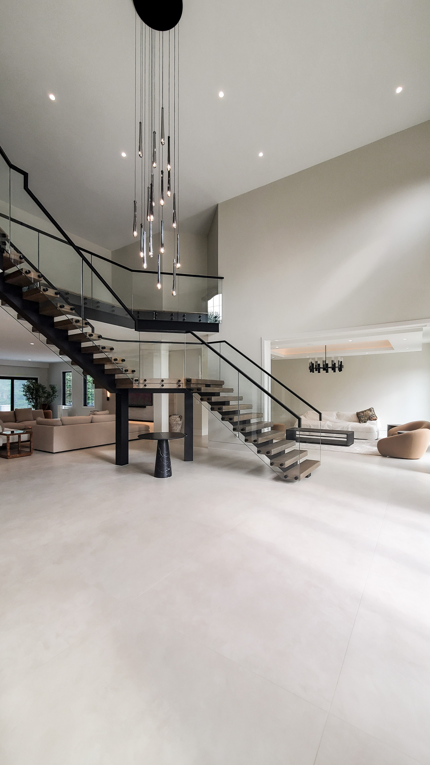 Project #159 | Modern Foyer Stair with Stand-off Glass Railing