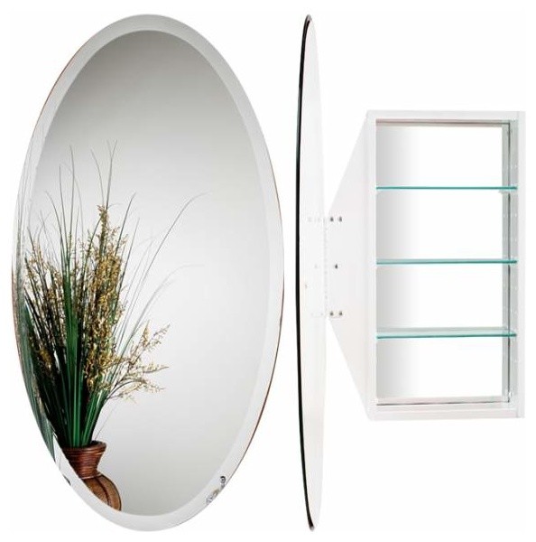 Alno Creations Oval Mirror Cabinet White Mc4910-W