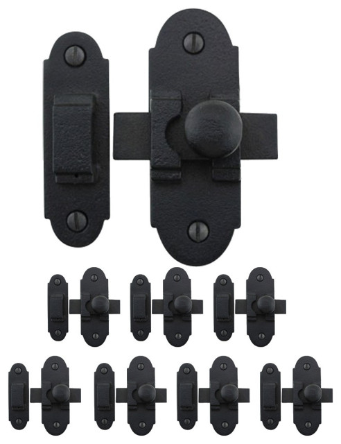 Slide Style Cabinet Latch Black Iron 3 1/4 Inch x 1 1/4 Inch Pack of 8