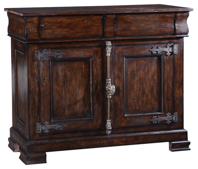 PHILIPPE Server Sideboard Dark Rustic Pecan Natural Wood Distressing