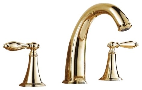 3PCS Bathroom Sink Faucet Double Handles Deck Mount Black 3Holes Basin Mixer Tap