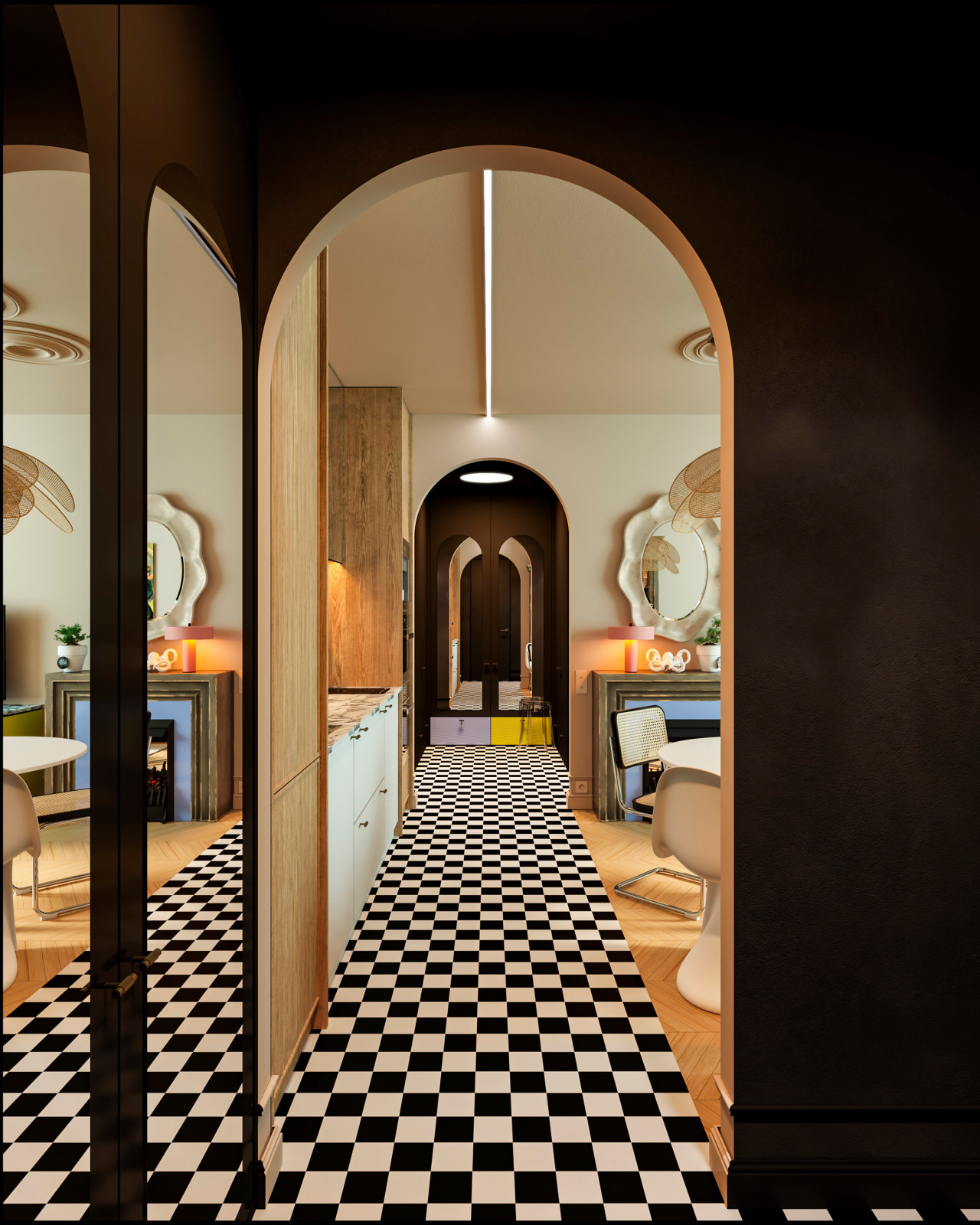 Необычная яркая современная классика на 60 м2 в квартире от ПИК