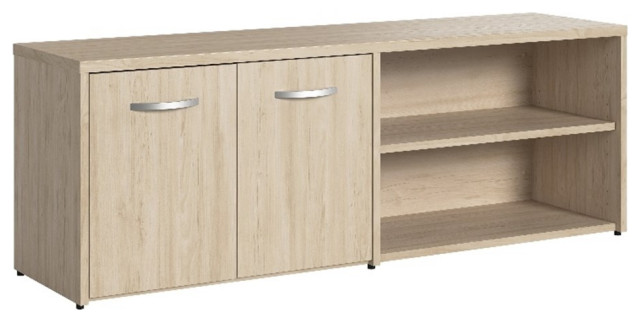 Studio C Low Storage Cabinet with Doors in Modern Hickory - Engineered ...