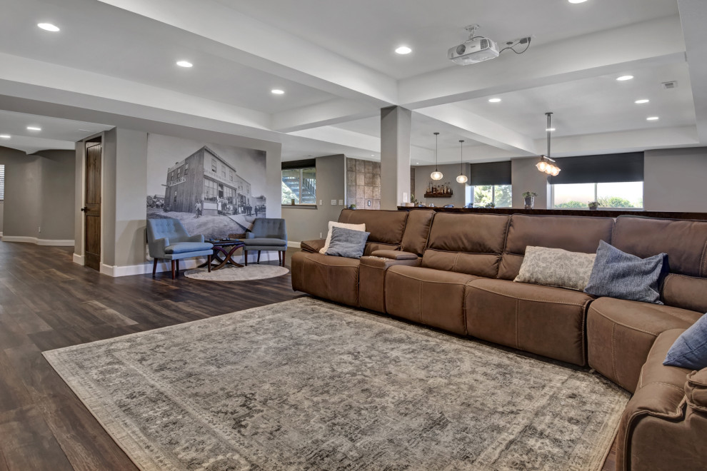 Suburban Denver Basement Industrial Basement Denver by Julia Zettler Design