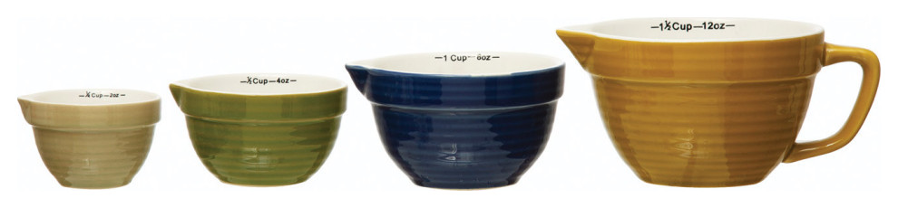 Stoneware Batter Bowl Measuring Cups, 4-Piece Set