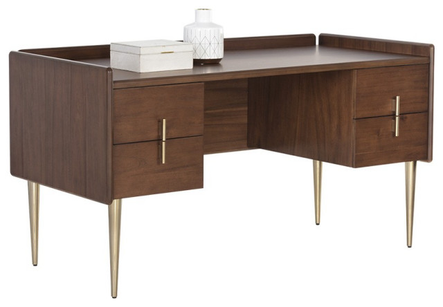 Moretti Desk Large Midcentury, Large Modern Desk With Drawers